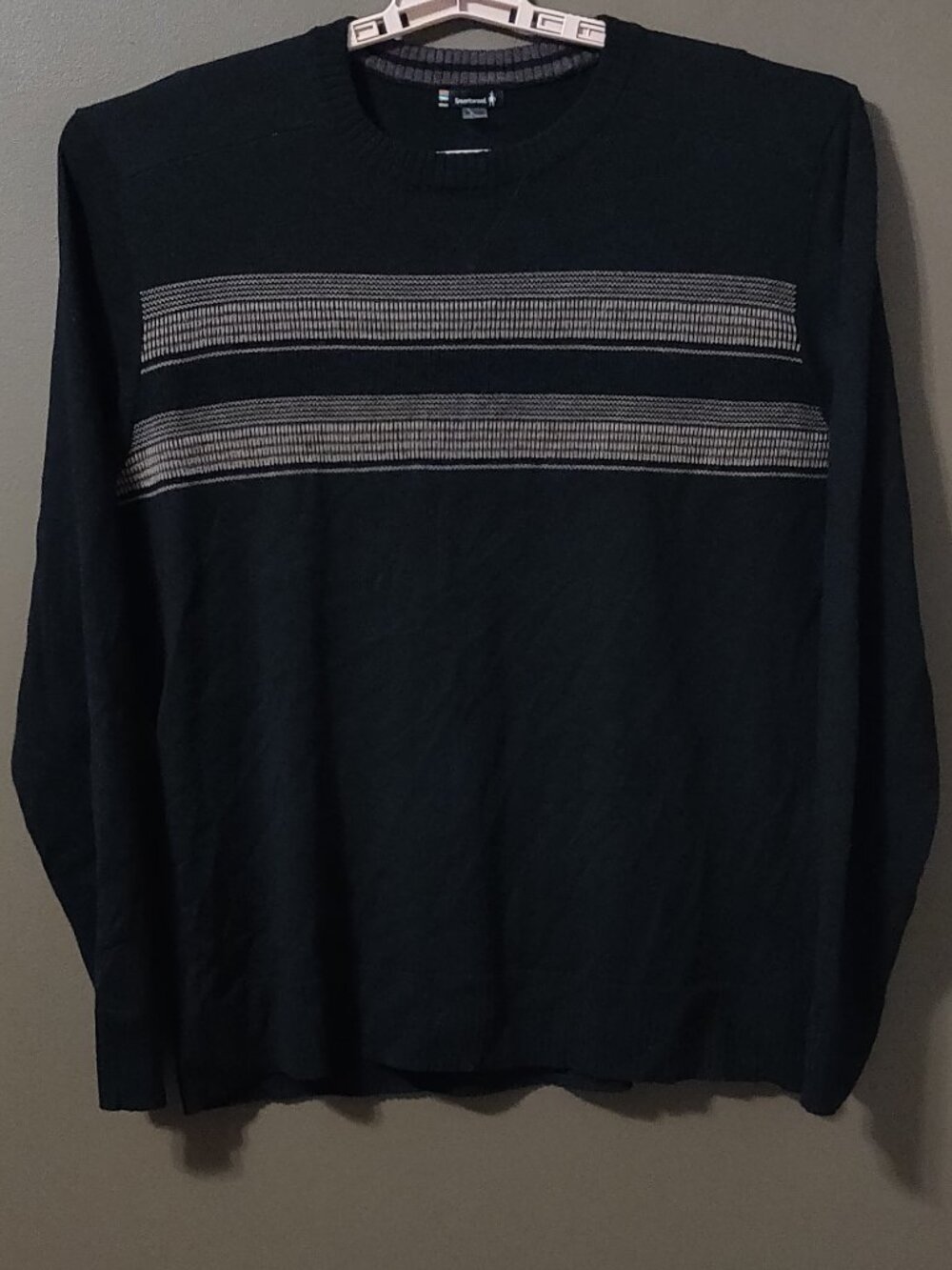 Smartwool Sparwood Stripe Crew Merino Wool Sweater In Black Donegal Men's Large